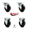 Service Caster 4 Inch Phenolic Wheel Swivel Top Plate Caster Set with 2 Rigid SCC-20S414-PHR-TP2-2-R-2